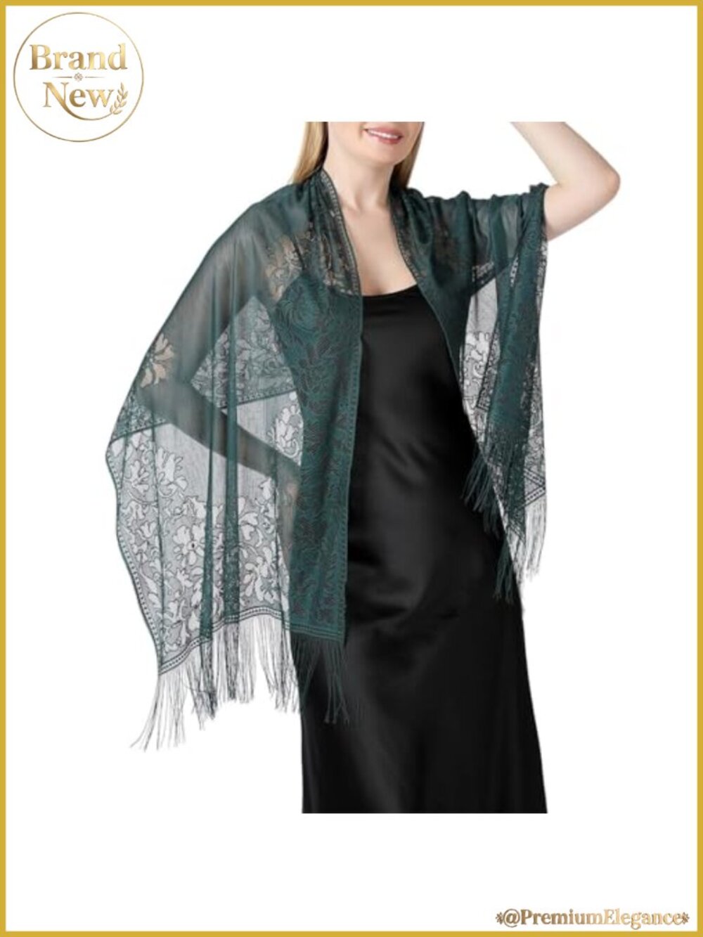 Victorian Lace Shawl Wrap Womens Sheer Floral Fringe Bohemian Bridal